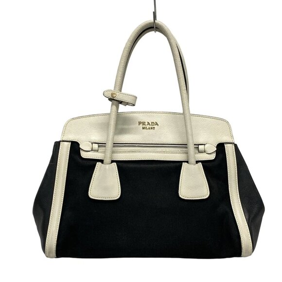 PRADA - Black White Leather Shoulder Bag 327-080425 - Picture 1 of 11